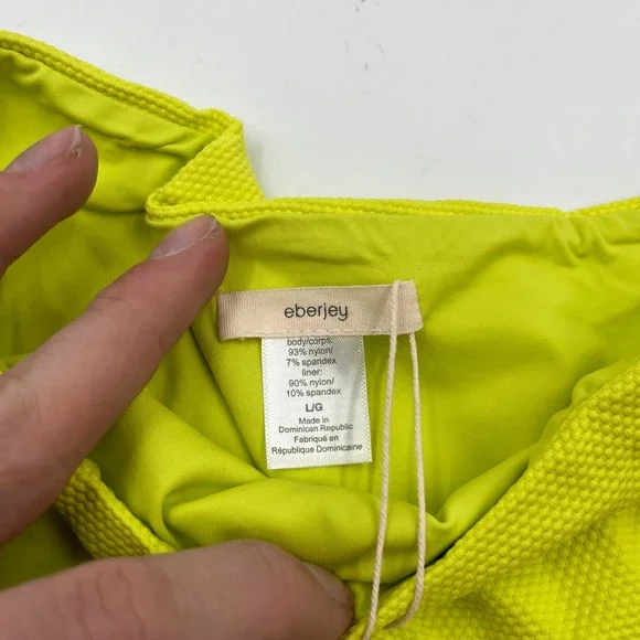 Eberjey Sadie Pique Side Tie Bikini Bottom Lime Green Textured W1921SD - Size L - Picture 6 of 7